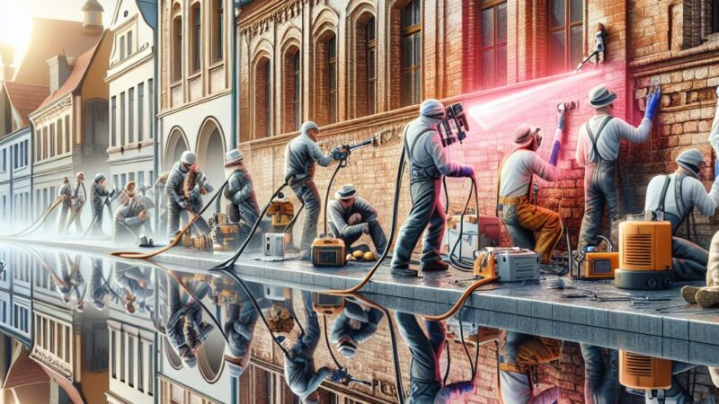Laserowe czyszczenie elewacji cegieł fasady Inowrocław