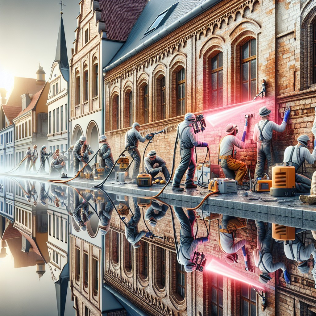 Laserowe czyszczenie elewacji cegieł fasady Inowrocław